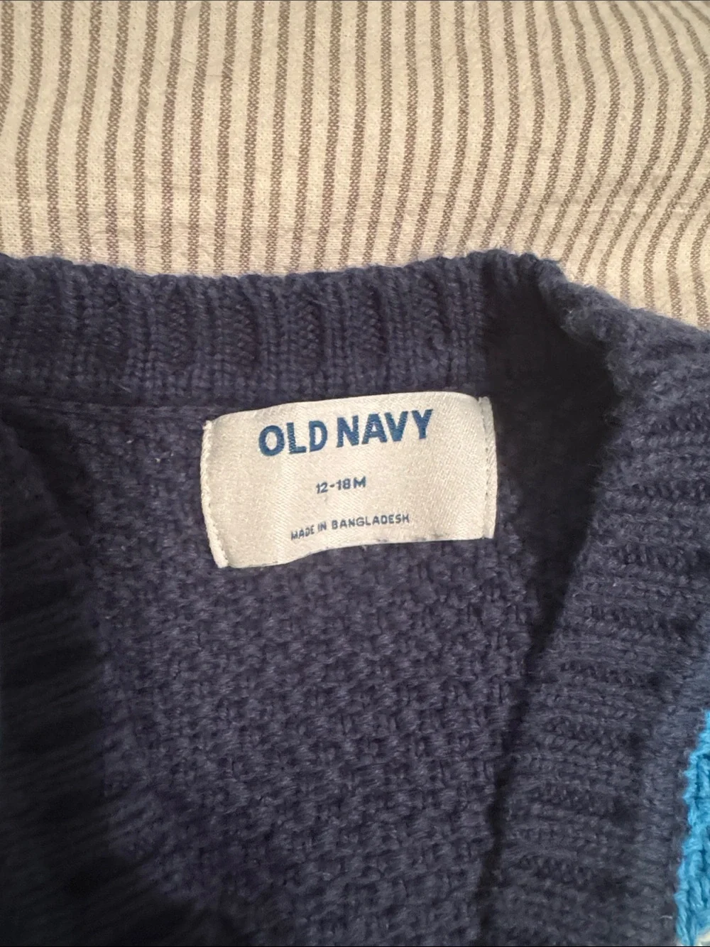 Old Navy 12-18 Month Colorblock Knit Cardigan - Navy, Green, Yellow, Blue, White